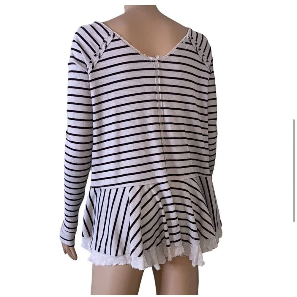We The Free by Free People Tangerine Tee in Brown Sand. Striped Free People XS